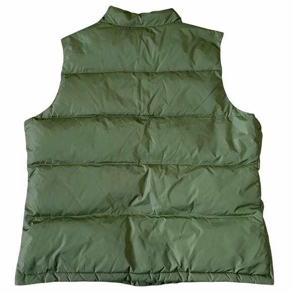 Lands' End Men's Down Puffer Vest XL Olive Green Outdoors Fall Winter Snap Up - Picture 2 of 9